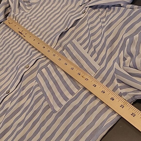 Grand and greene sz L blue striped button front shirt - Picture 5 of 7